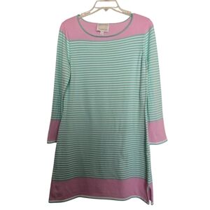 Sail to Sable Mint Green White and Pink Striped Casual  Long Sleeve Dress